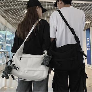 Túi Vải Đeo Chéo Canvas Unisex Trơn Thời Trang Hàn Quốc Đi Học , Đi Chơi