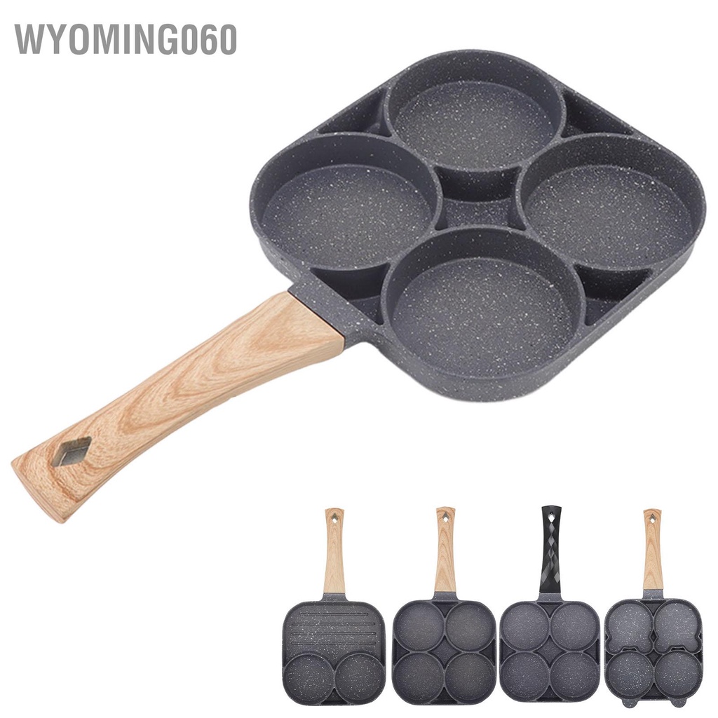 Wyoming060 Chảo chiên 4 lỗ chống dính chịu nhiệt trứng tráng cho bánh kếp Bánh mì kẹp thịt Phụ kiện nhà bếp
