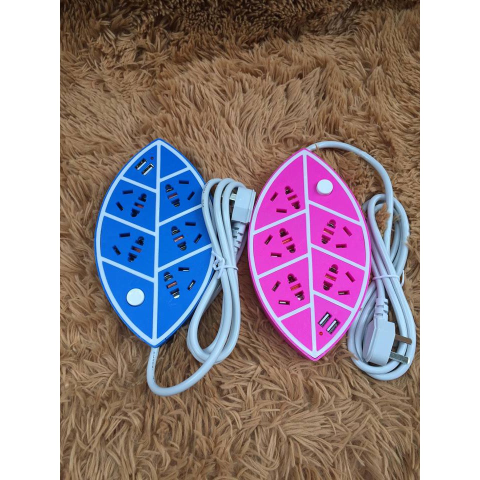 < giadungthanhtri> Ổ cắm điện hình chiếc lá có cổng usb