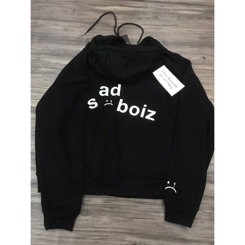 áo hoodie nỉ mũ sadboiz cho nam nữ màu đen