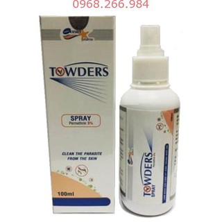 Towders spray 100ml xịt ghẻ, loại bỏ ký sinh trùng