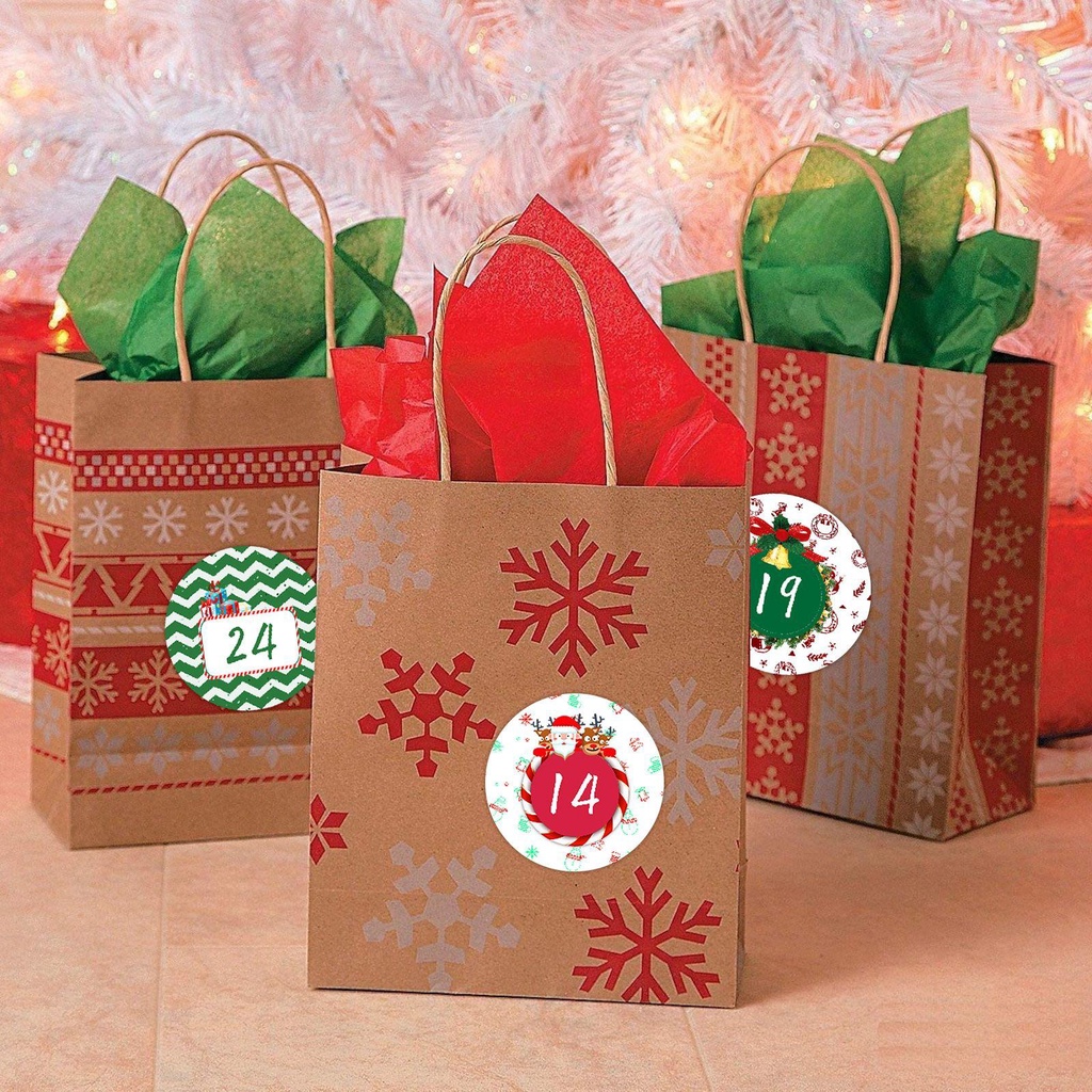 24 Nhãn Dán Trang Trí Quà Giáng Sinh Hình Người Tuyết