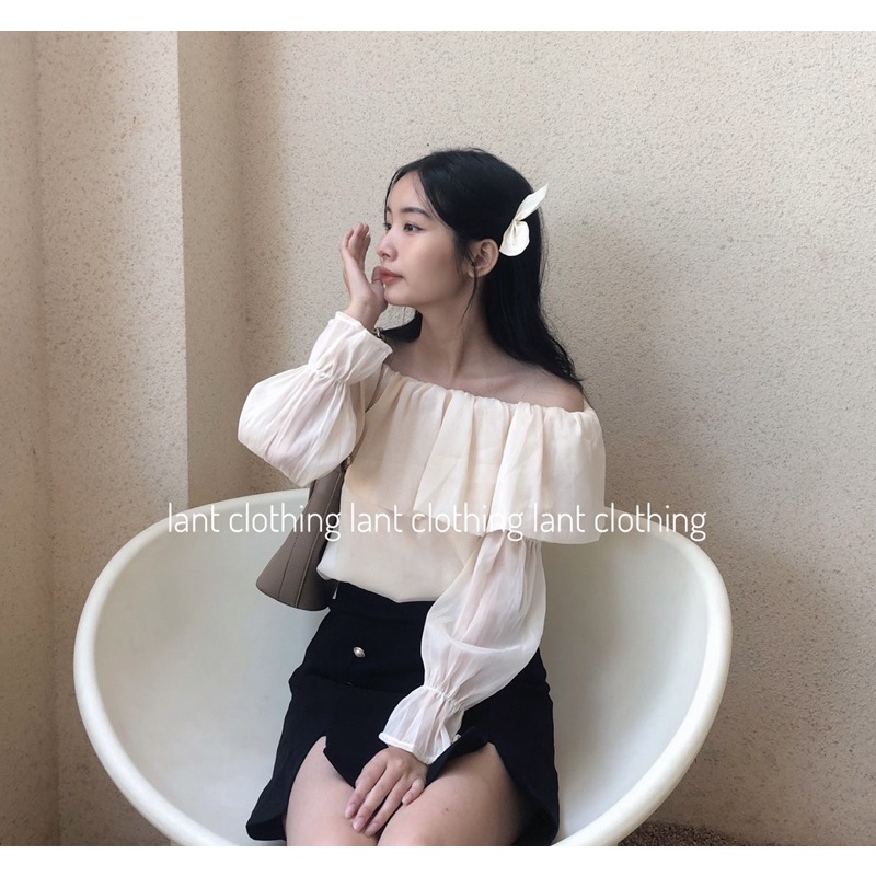 Áo trễ vai voan tiểu thư đẹp