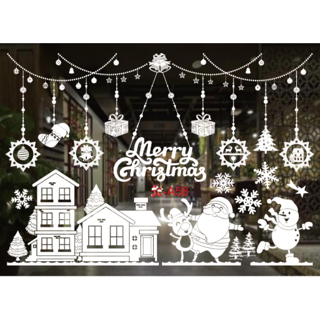 Decal Hít Tĩnh Điện 2 Mặt Trang Trí Noel - Noel trắng nhiều mẫu đặc sắc