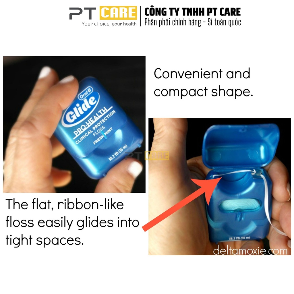 PT CARE | Chỉ Tơ Nha Khoa ORAL B Glide Advanced Multi Protection Floss Clear Mint Set 44m Thơm Mùi Bạc Hà