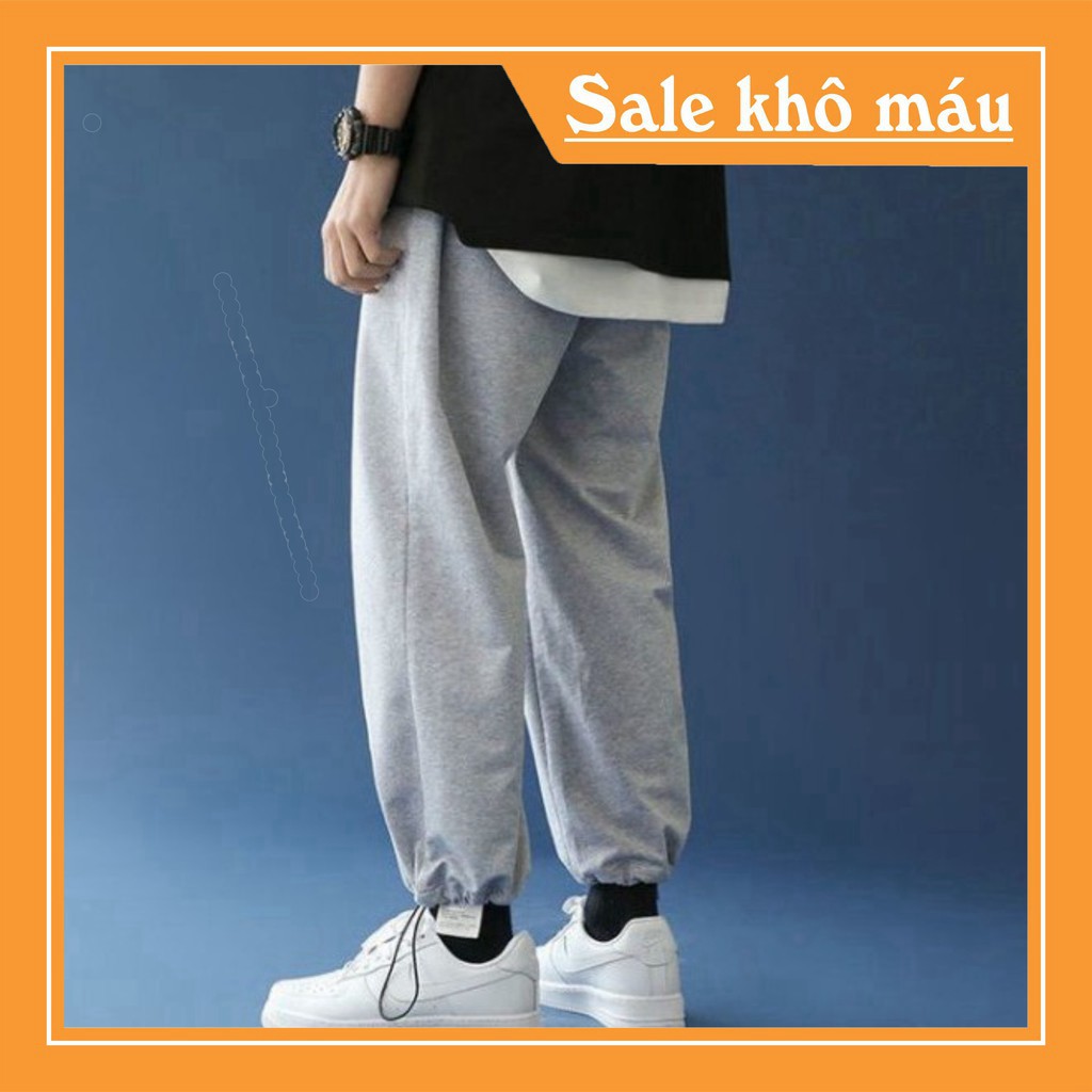 Quần jogger trơn thể thao dây rút mặc được 2 kiểu bó ống và ống suông siêu đẹp