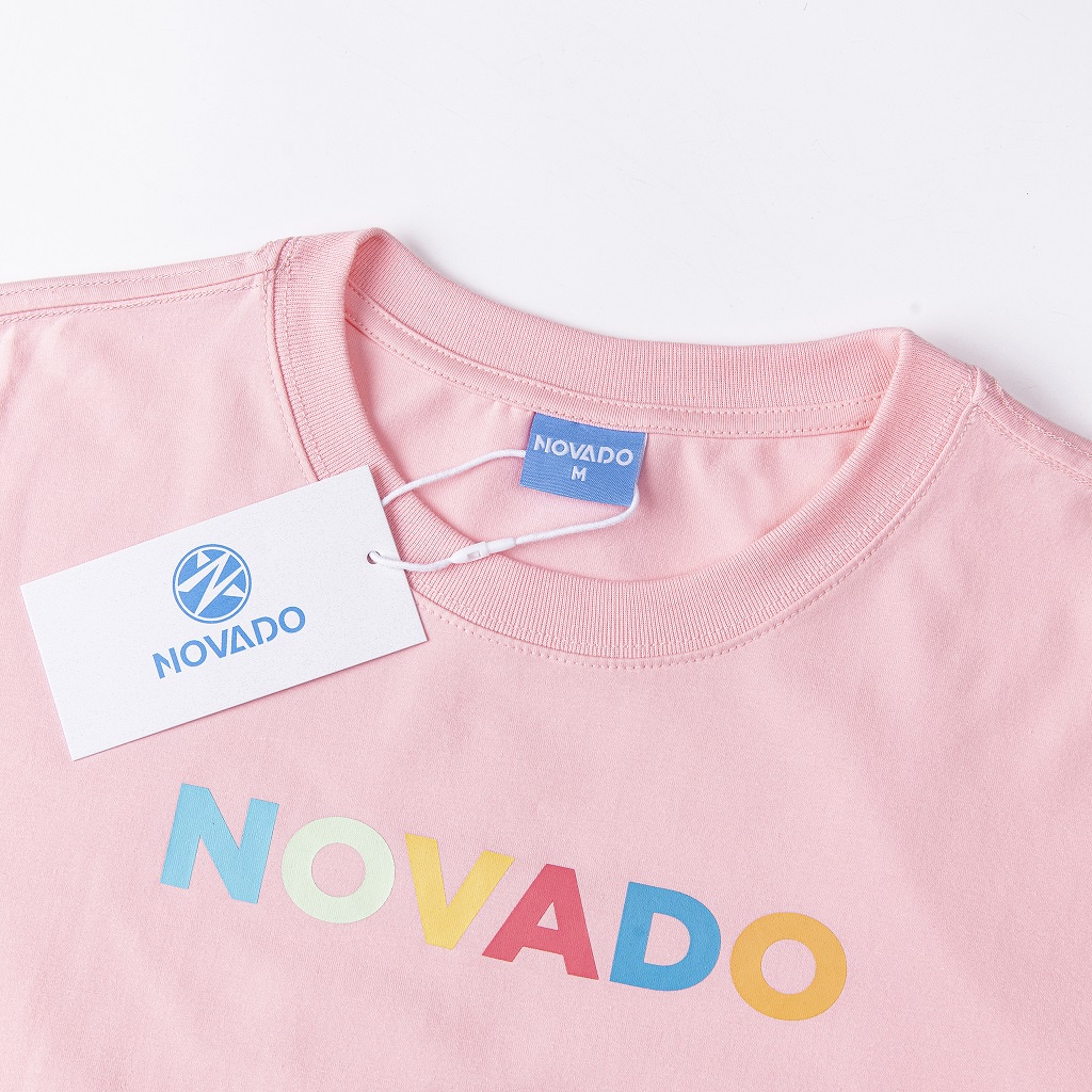 Áo Phông Nam / Nữ Tay Lỡ Unisex Novado Fashion Cotton 4 Chiều Form Rộng Dày Dặn Thoáng Mát Hồng N13H-CV