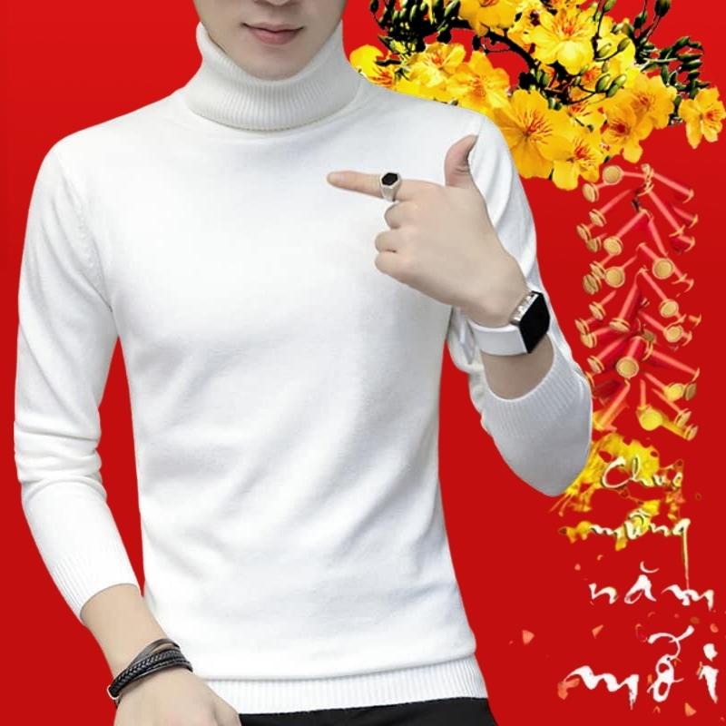 Áo len nam cổ lọ, len cao cổ cotton, co giãn nhẹ, mặc thoải mái - PANDO