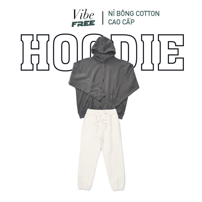 Set áo hoodie quần dài STREETWEAR Vibe Free nỉ bông cotton cao cấp form rộng