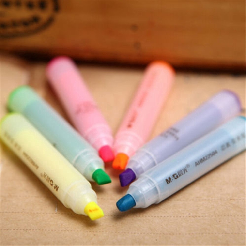 Set 6 bút đánh dấu dạ quang nhiều màu mini hình dáng dễ thương