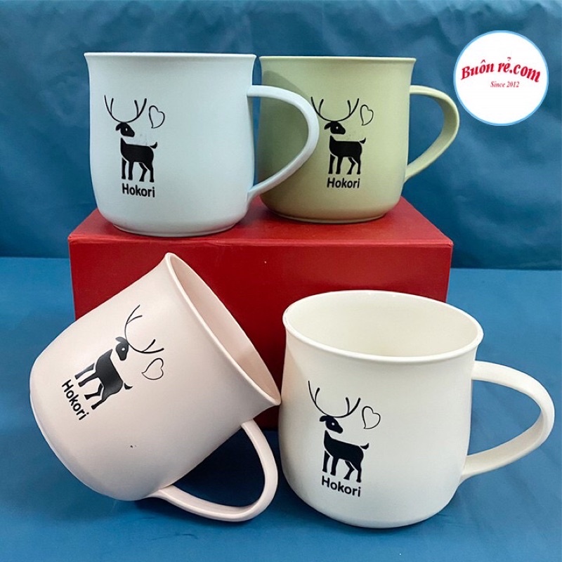 Cốc nhựa uống nước Hokori 350ml - cốc đánh răng có quai cầm hình hươu rễ thương