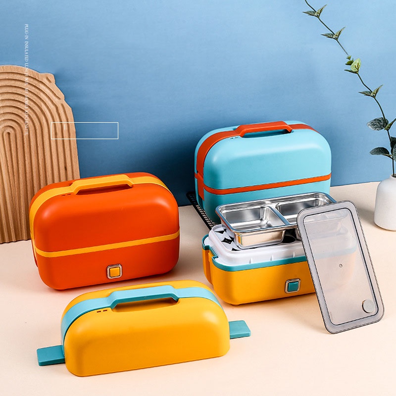Hộp cơm cắm điện 2 tầng - Hộp cơm văn phòng giữ nhiệt, hâm nóng và nấu chín thức ăn - Làm nóng