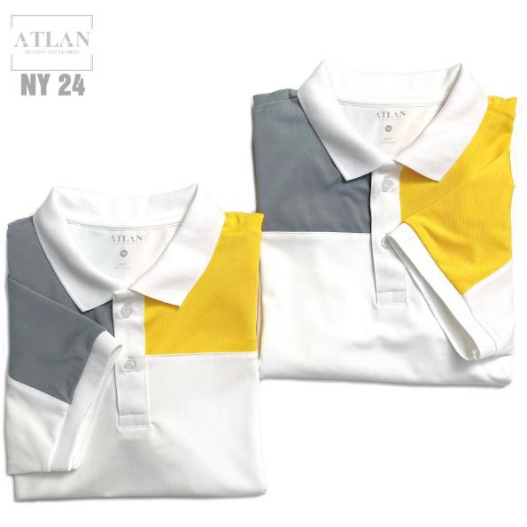Áo Thun Nam 💖 𝘍𝘳𝘦𝘦𝘴𝘩𝘪𝘱 💖 Áo Polo Trắng Phối Vàng Và Xám Lợt - NY24 | BigBuy360 - bigbuy360.vn