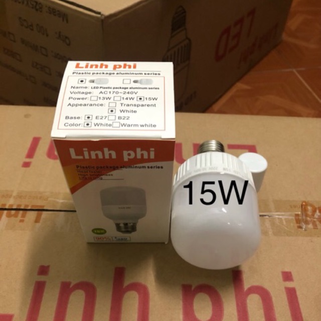 BÓNG ĐÈN LED TRỤ LINH PHI- 15W- ĐUI XOÁY E27.