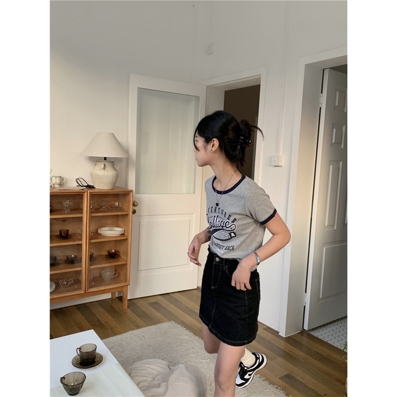 |AP21| Áo thun nữ Collegue 1964 phong cách retro American