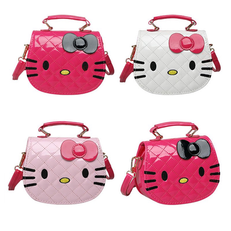 Túi đeo chéo da PU hình mèo Hello Kitty cho bé gái