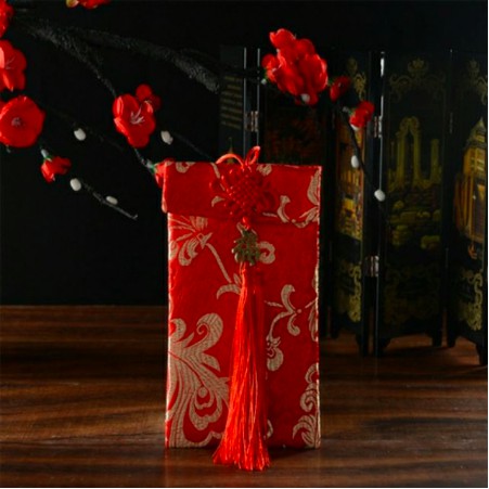 Lì xì vải gấm CHỮ HỶ cao cấp (size 17x9 cm)