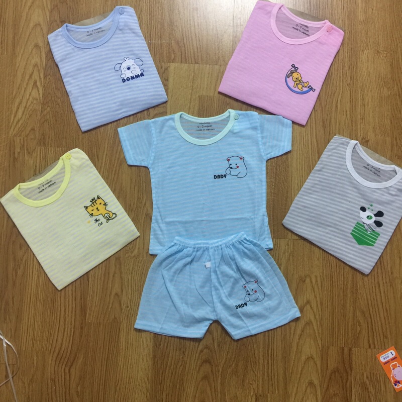 Đồ bộ cộc tay cho bé mẫu kẻ Noubaby chất cotton đẹp từ 5-16kg