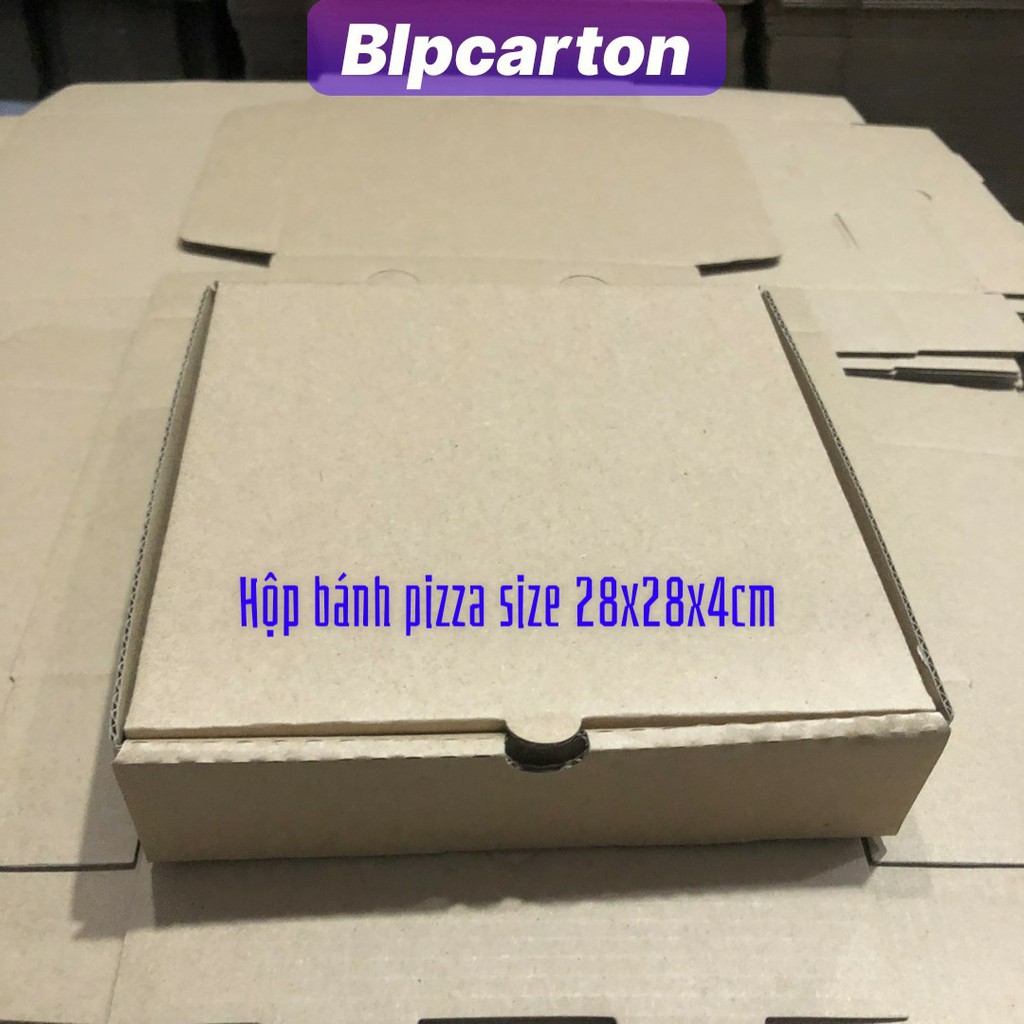 Hộp đựng bánh pizza size 28x28x4cm màu nâu bộ 20 hộp carton