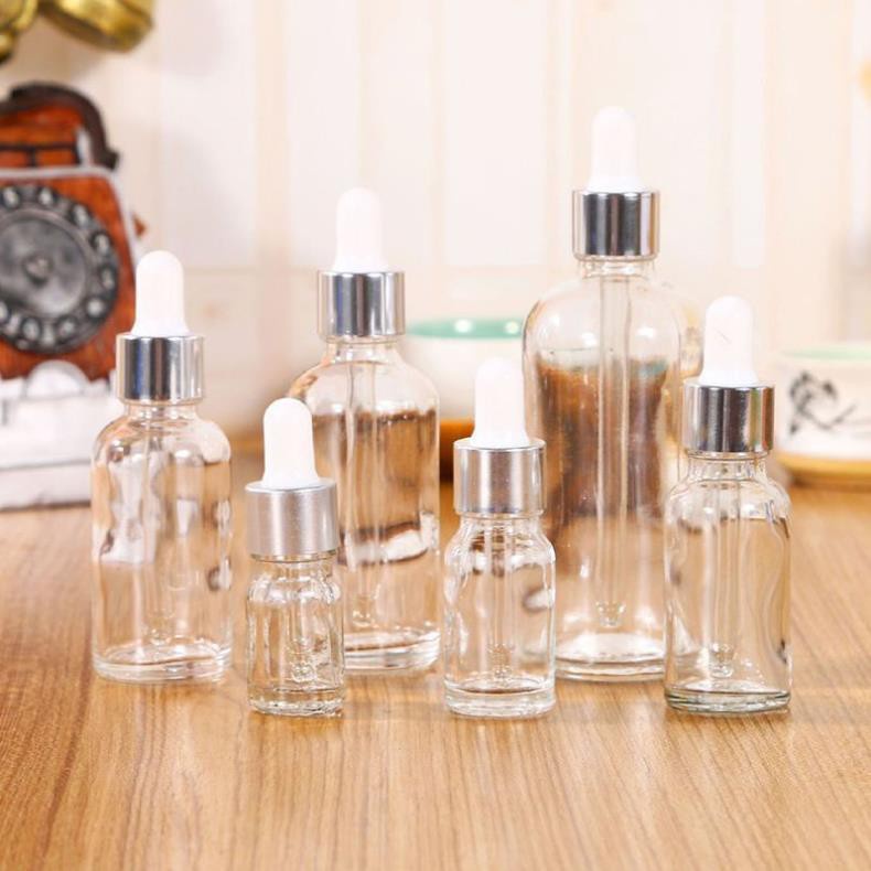 Lọ Chiết Serum ❤ GIÁ TẬN GỐC ❤ Lọ đựng tinh dầu 15ml, 20ml Dày bóp giọt Khoen Bạc chiết serum, phụ kiện du lịch