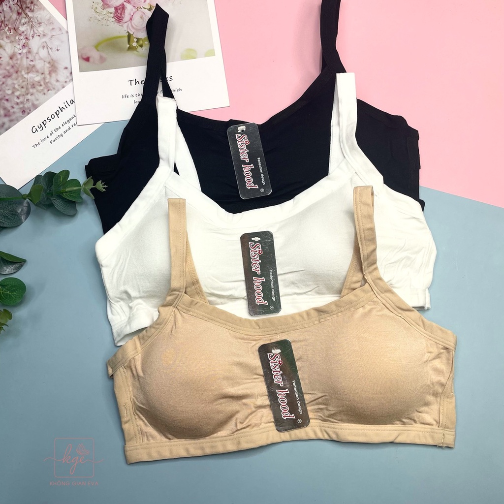 Bra 3 dây không gọng mút mỏng , áo lá học sinh chất cotton co giãn
