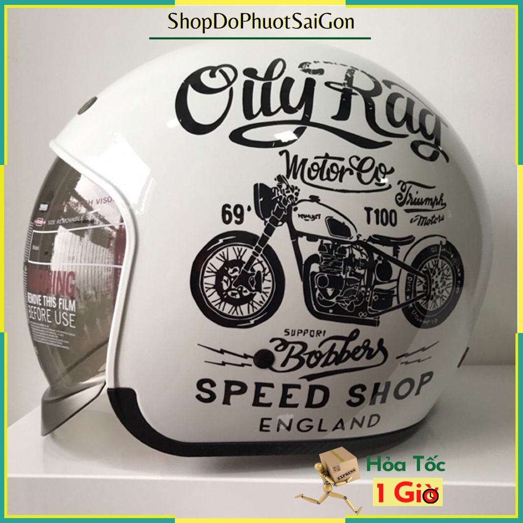 Nón bảo hiểm Royal M139 kính âm trắng tem