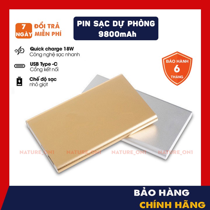 Sạc Dự Phòng 9800mAh Sạc Siêu Nhanh Sử Dụng An Toàn - Pin Dự Phòng Vỏ Nhôm Nguyên Khối