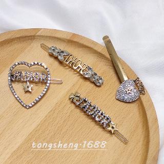 Kẹp tóc hình trái tim đính đá phong cách Vintage Âu Mỹ