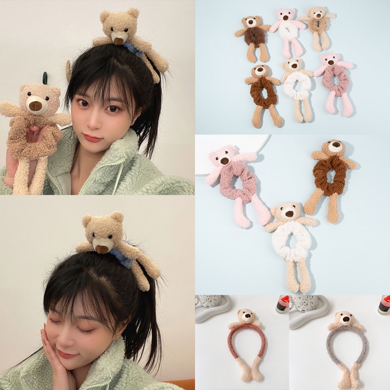 Dây cột tóc hình chú gấu dễ thương phong cách Hàn Quốc