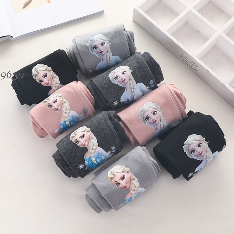 Quần legging Elsa dài thu đông cho bé gái, legging cotton nỉ dài cao cấp