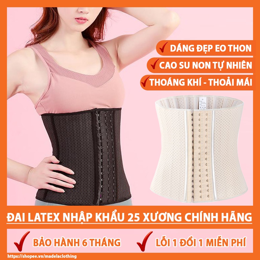 Đai nịt bụng latex giảm eo chính hãng 25 xương siêu cấp, nịt bụng latex định hình giảm mỡ sau sinh