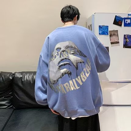 Áo Sweater Unisex Dáng Rộng Cổ Tròn In Họa Tiết Chân Dung Sáng Tạo Thời Trang Size M-5XL