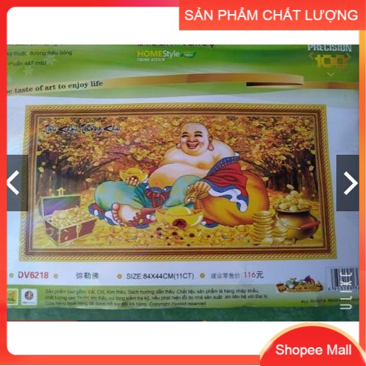 Tranh thêu Phật di lặc - Tiếu khẩu trường khai ( mã DV6218 ) kích thước 84*44cm  [Hàng chính hãng]