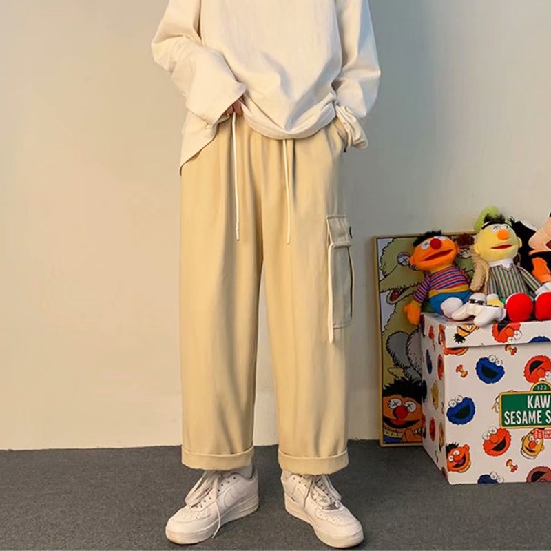 Quần ống rộng Phong Cách Hàn Quốc Năng Động Dành Cho Nam Simple quần jogger nam ống rộng bông Sọc Fashion quần kaki nam