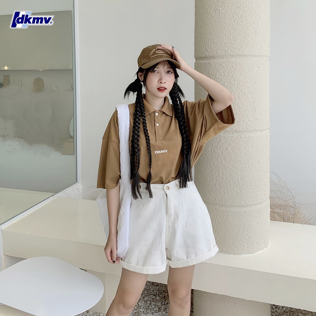 Áo Polo tay lỡ form rộng nam nữ thêu nổi Logo DKMV - Polo Signature | K14-T6