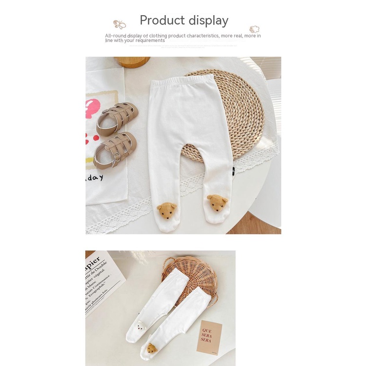 Quần Tất cotton In Hình Gấu Dễ Thương Phong Cách Hàn Quốc Thời Trang Xuân Thu Cho Bé Trai Và Gái