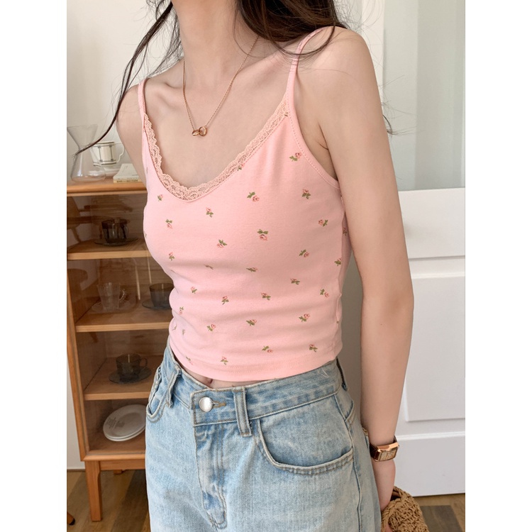 Áo Hai Dây Phối Ren Hoa Nhiều Màu Sắc Thời Trang 49610