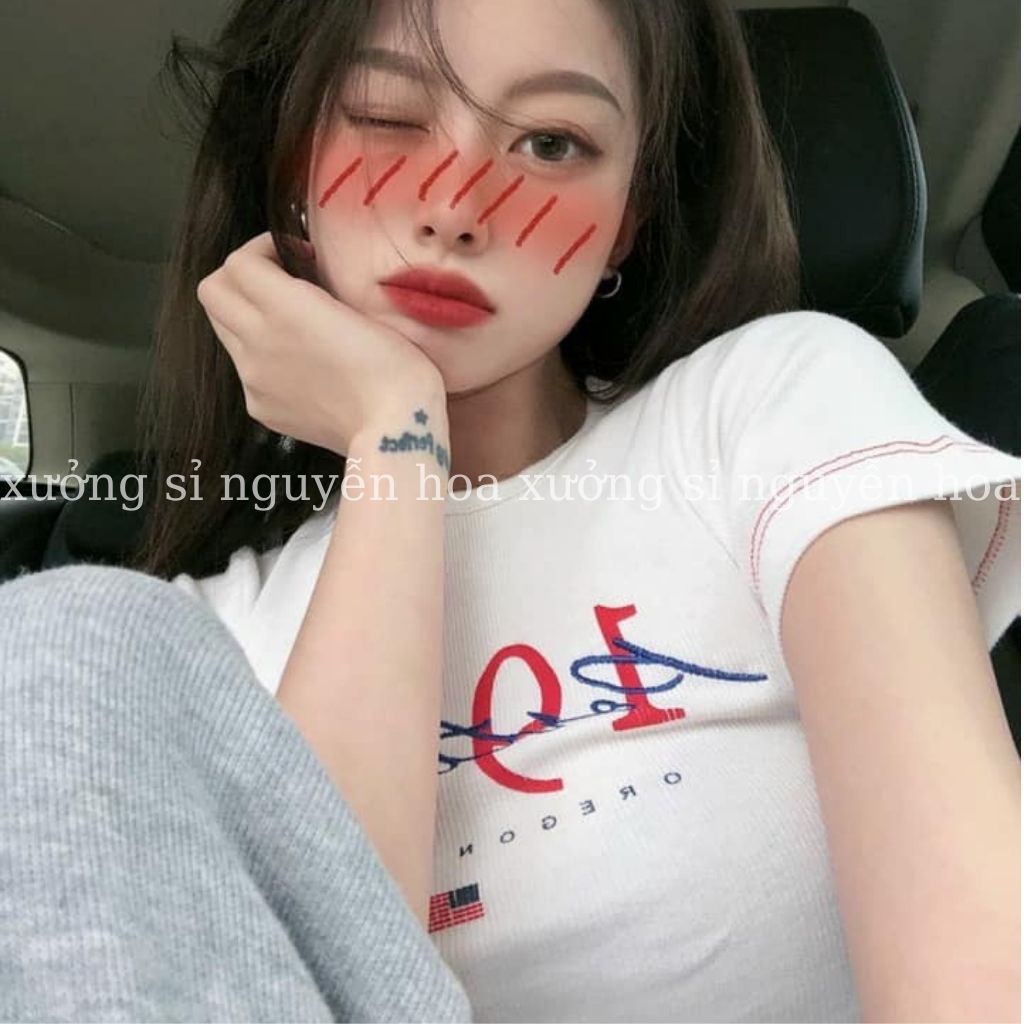 Áo croptop nữ 1994 ngắn tay ôm body màu trắng basic dễ phối đồ phong cách hàn quốc Xưởng Sỉ Nguyễn Hoa