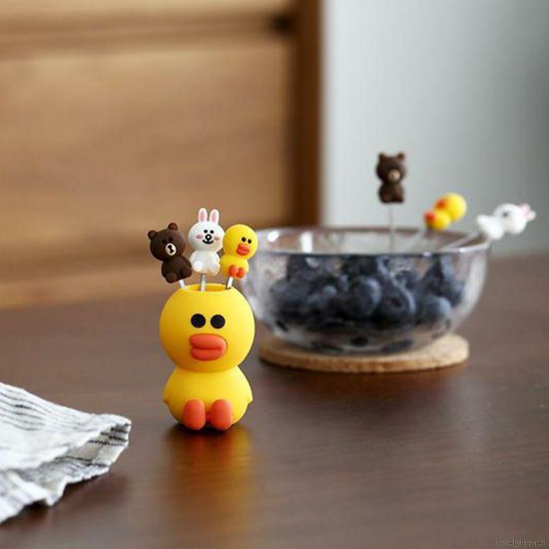 Bộ 6 dĩa ăn hình gấu thỏ vịt siêu xinh kèm ống đựng đáng yêu cho bé