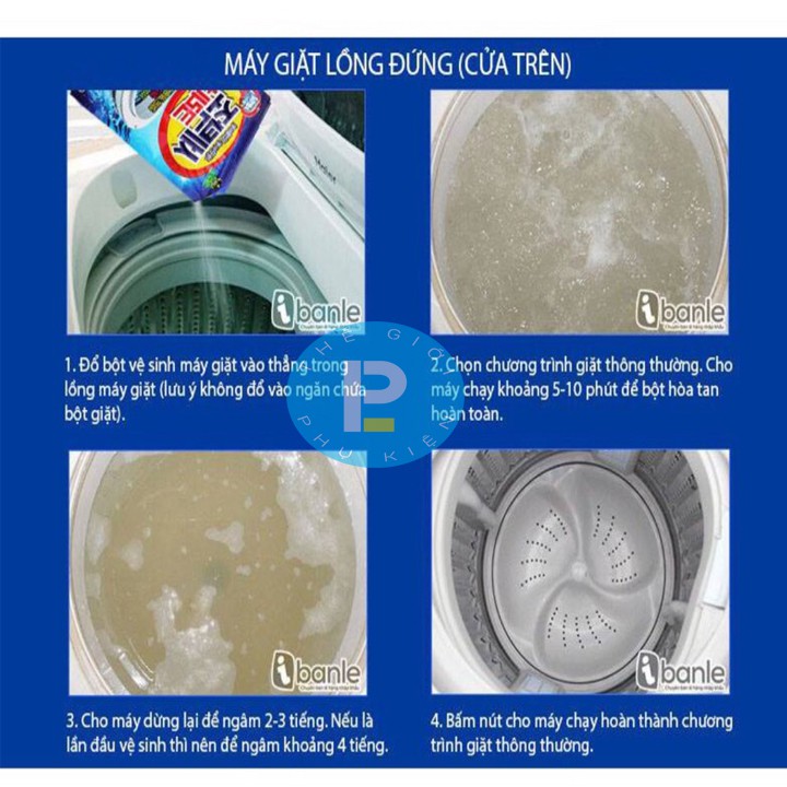 2 Gói bột vệ sinh lồng máy giặt Hàn Quốc 450gr