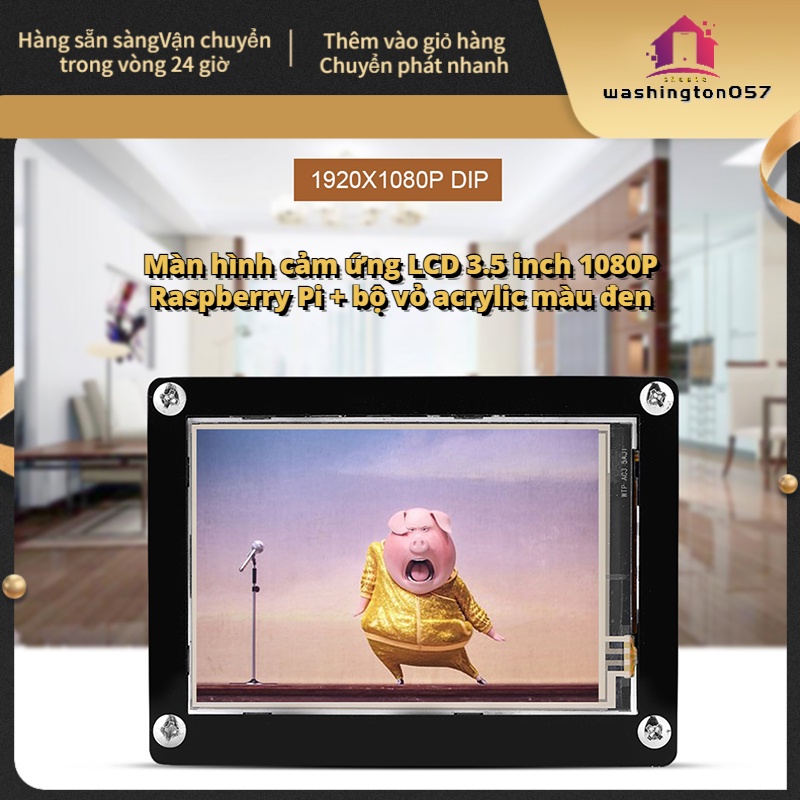 💯Có thể bán buôn😁 Màn hình LCD 1080P IPS 60fps 3 5 inch HDMI cho Raspberry Pi + Vỏ acrylic màu đen 💖Hàng giao ngay💖Washington057