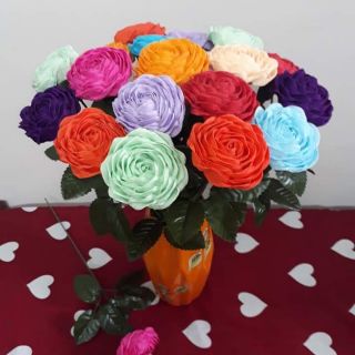 Hoa hồng xoắn giấy nhún trang trí nhà cửa, quà tặng