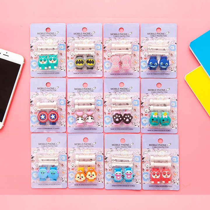 Bọc chân sạc dây điện thoại silicon chống đứt gãy hoạt hình thú cưng cute dễ thương  youngcityshop 30.000