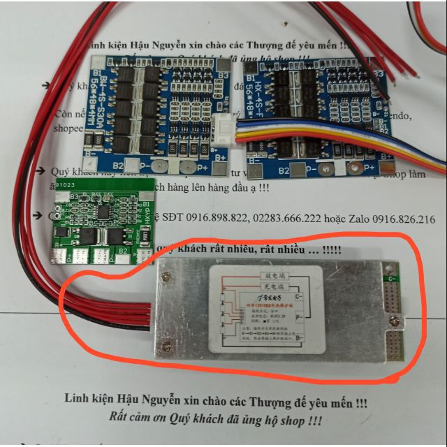 Mạch 4S 8A, 15A, 30A, 100A cân bằng và bảo vệ pin sắt photphat LiFePo4