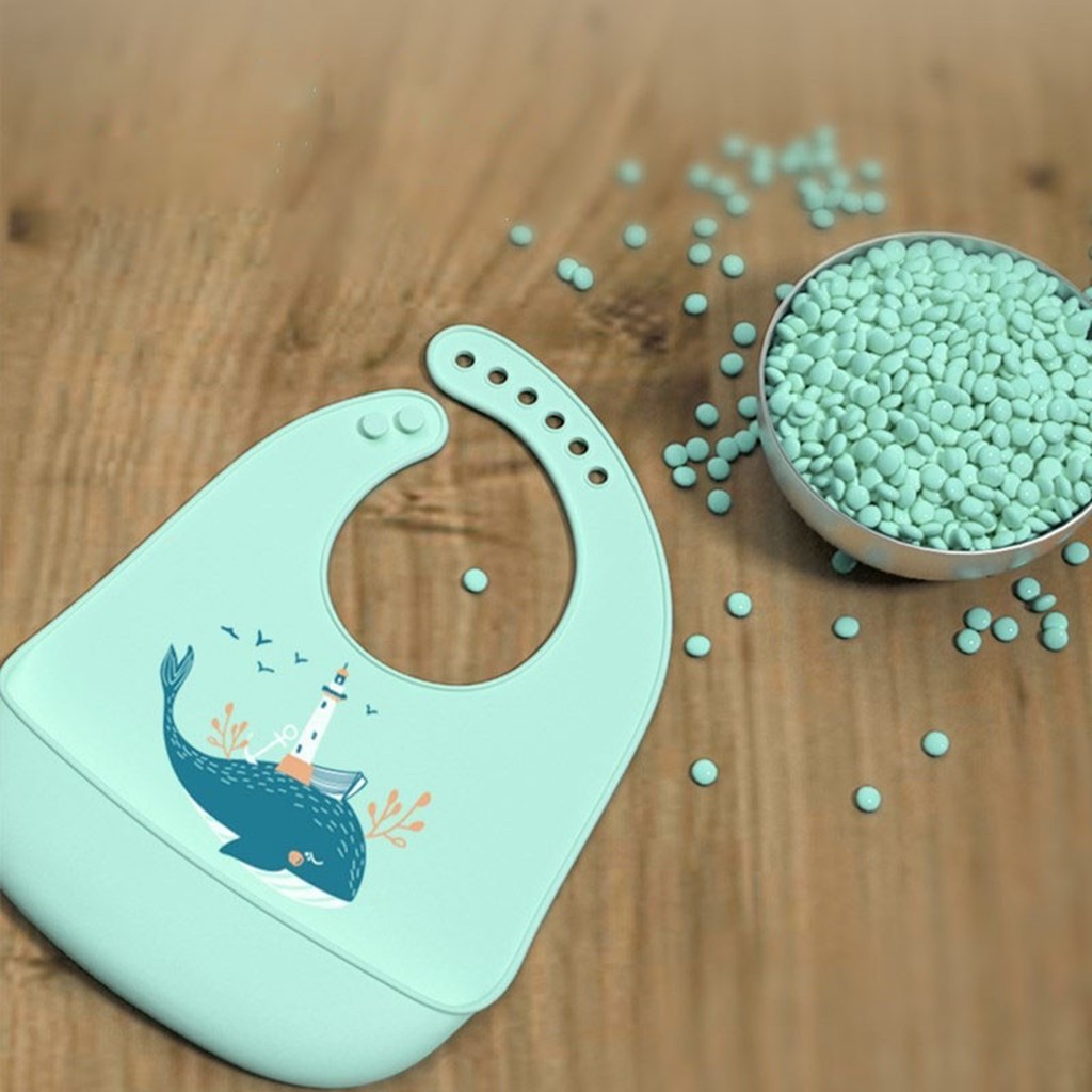 Yếm silicon 3D hình thú siêu mềm mịn có máng hứng chống bẩn cho bé ăn dặm