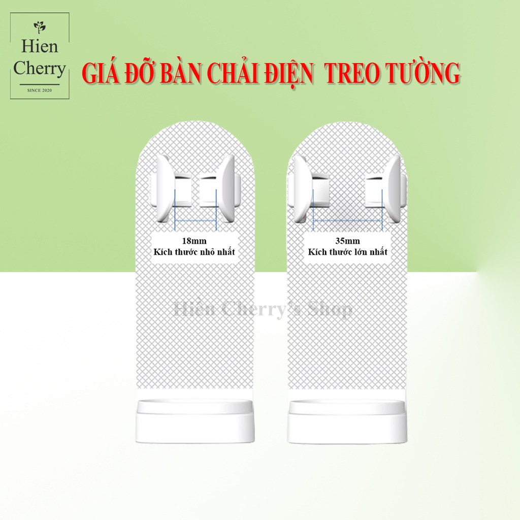 Giá đỡ bàn chải điện dán tường nhựa ABS cao cấp, điều chỉnh kích thước phù hợp nhiều loại bàn chải điện