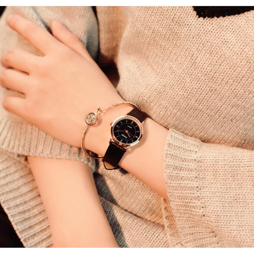 [CỰC ĐẸP] ĐỒNG HỒ NỮ DÂY DA KASIQI MẶT TRÒN KIM CƯƠNG LA MÃ THỜI TRANG | BigBuy360 - bigbuy360.vn