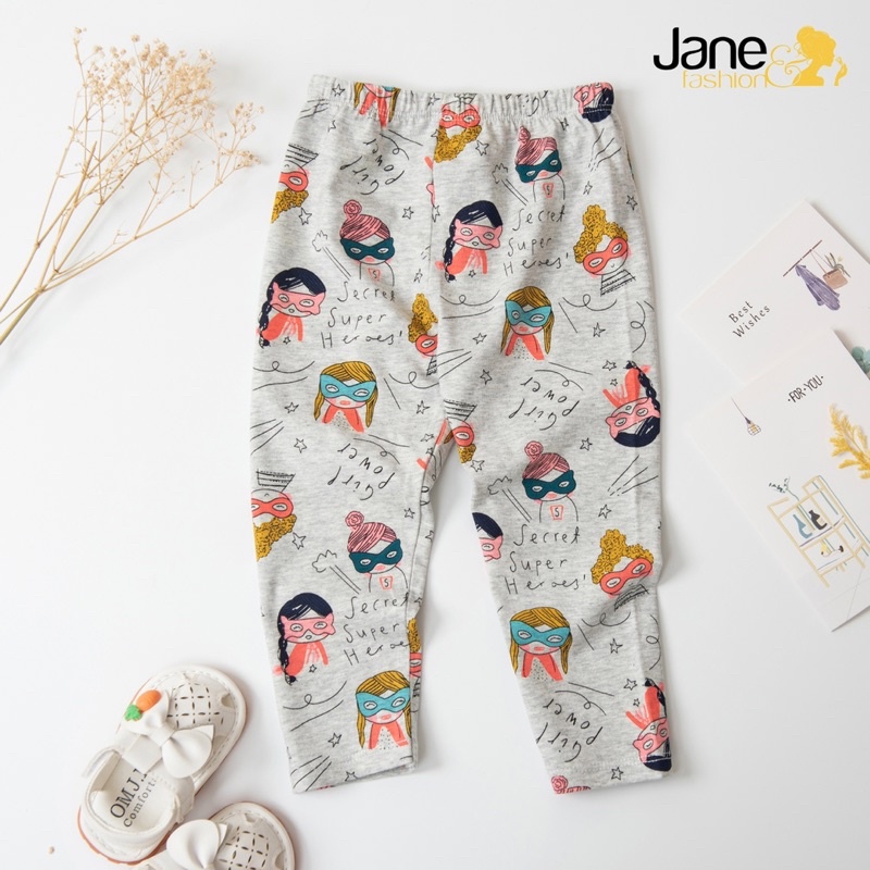 Quần legging cotton co giãn 4 chiều bé gái mềm 9-22kg