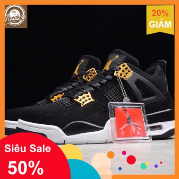 [Bran] Giầy Air Jordan 4 Royalty black đen đế trắng thời trang, sneaker nam nữ ! ✔️ [ NEW ] . . Hàng Chuẩn . ↯ !!! . '