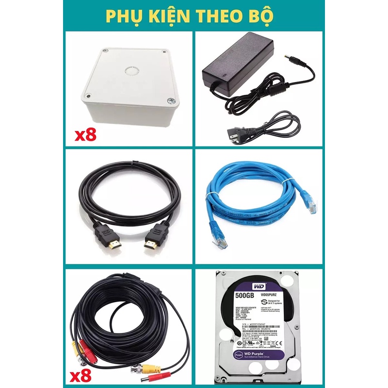 Trọn Bộ 4 Mắt Camera Hikvision 2.0MP Full HD Chính Hãng